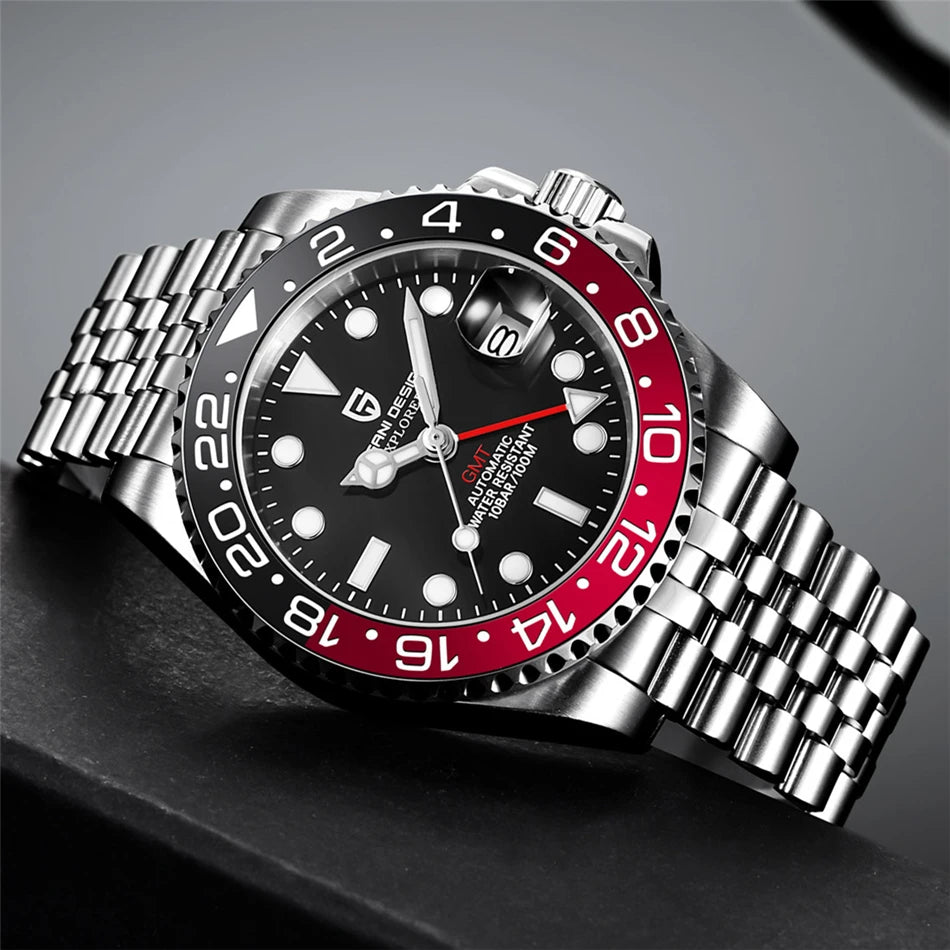 PAGANI DESIGN Mechanical Wristwatches Luxury Ceramic Bezel GMT Automatic Watches