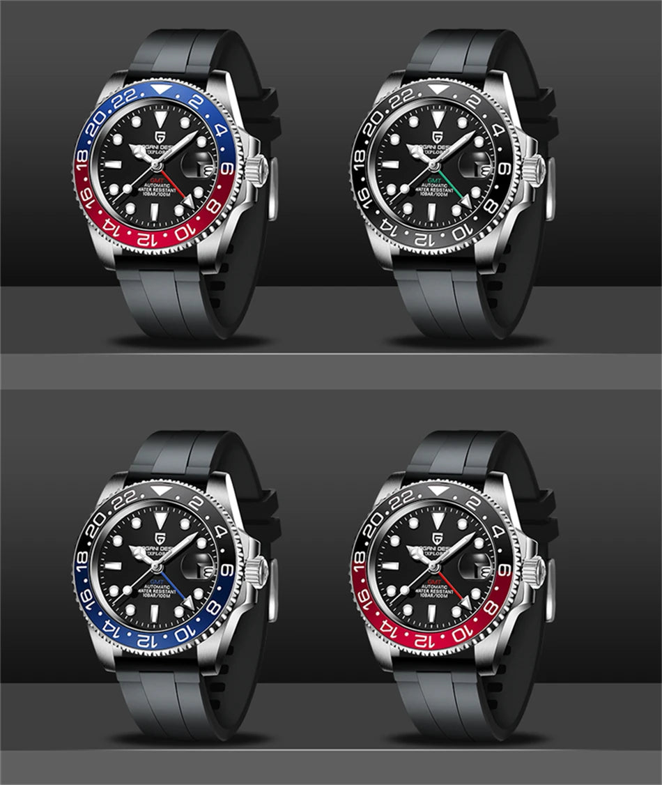 PAGANI DESIGN Mechanical Wristwatches Luxury Ceramic Bezel GMT Automatic Watches