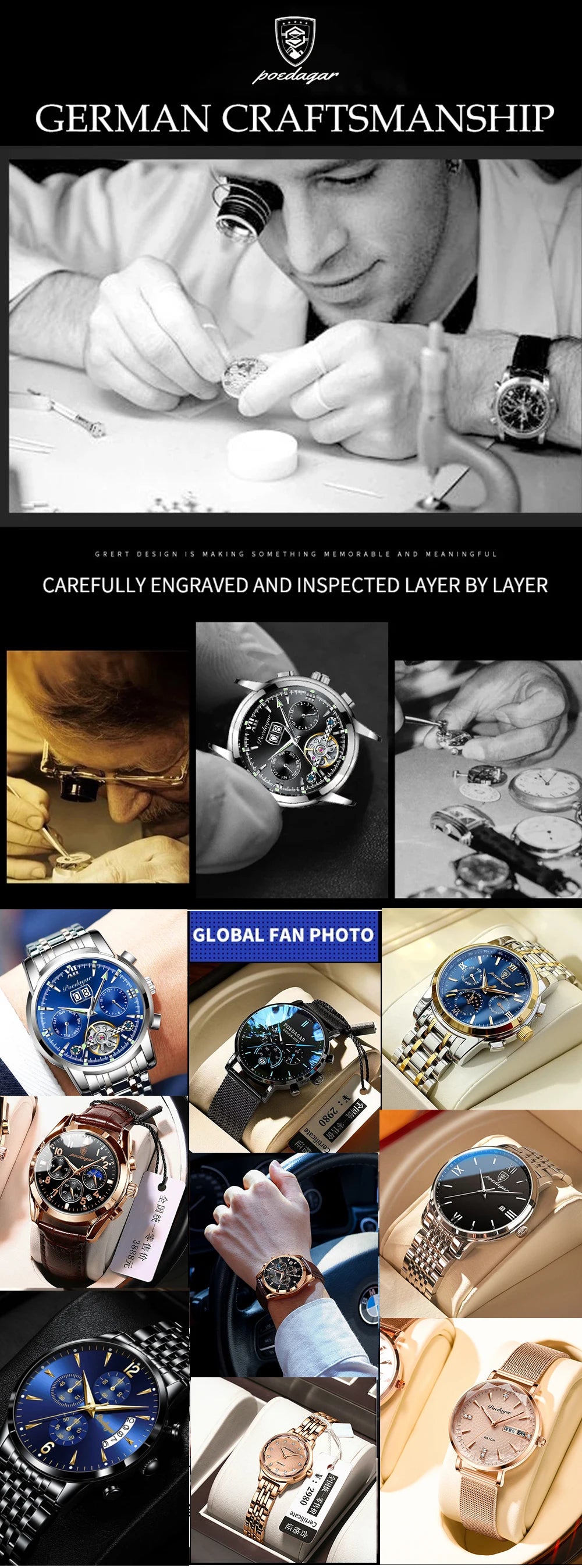 9601 POEDAGAR Luxury Man Watch