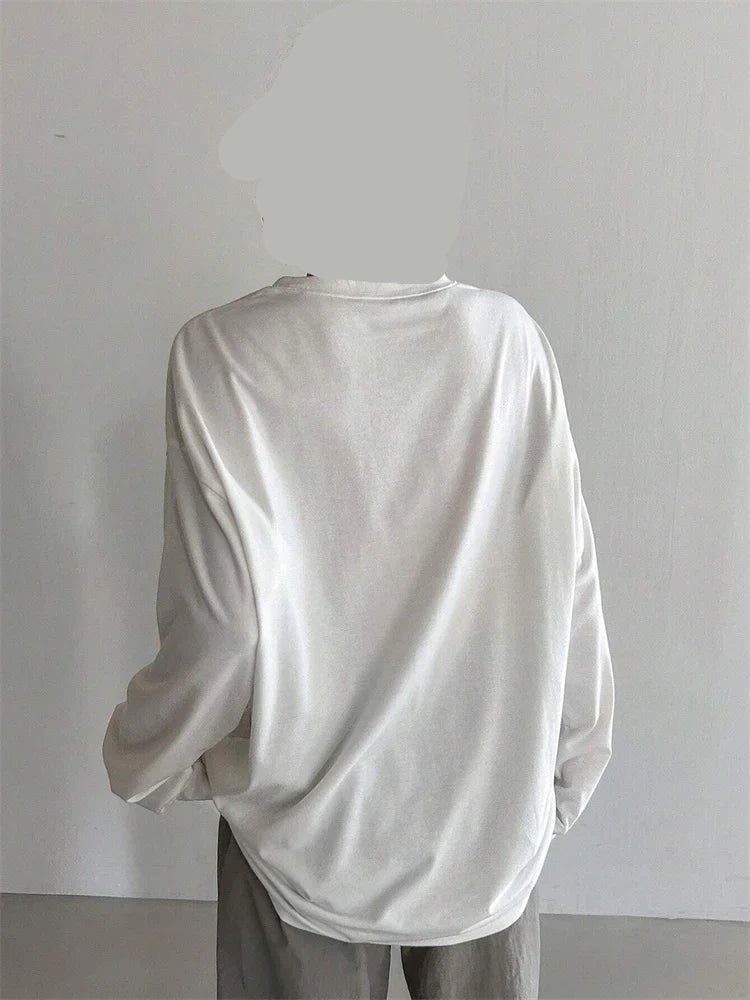 Long Sleeve Loose O-neck T-shirt Streetwear