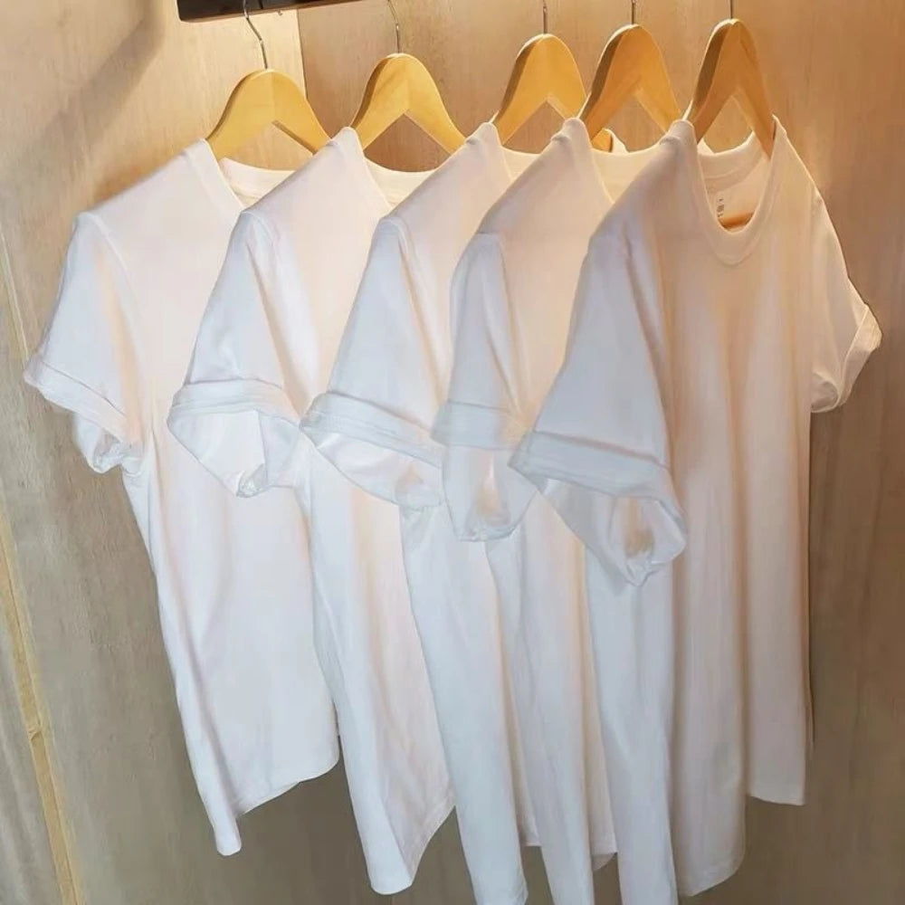 2PCS 100% Cotton Solid Round Neck T-shirt Couple Tops (Unisex)