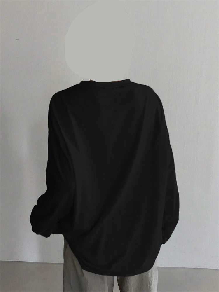 Long Sleeve Loose O-neck T-shirt Streetwear