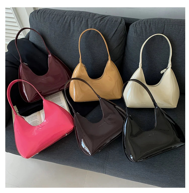 Elegant patent leather handbag