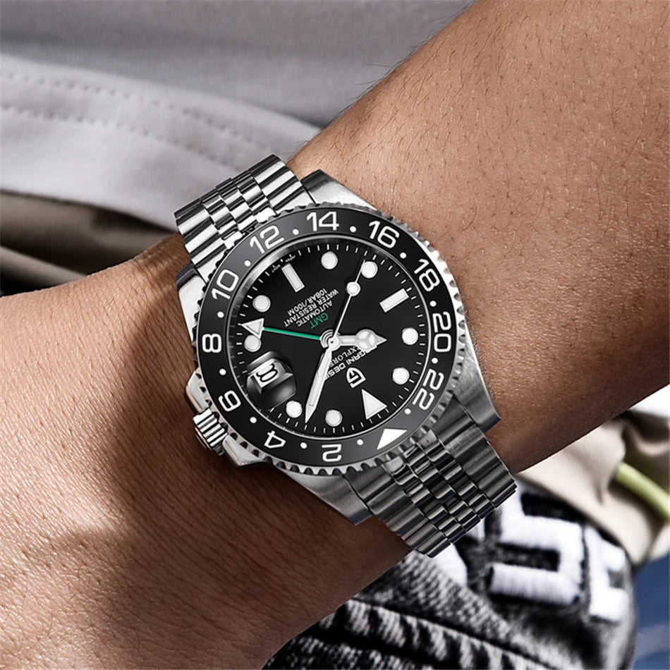 PAGANI DESIGN Mechanical Wristwatches Luxury Ceramic Bezel GMT  Automatic Watches