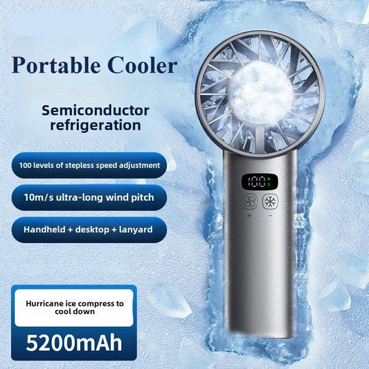 Ice compress handheld cooling fan