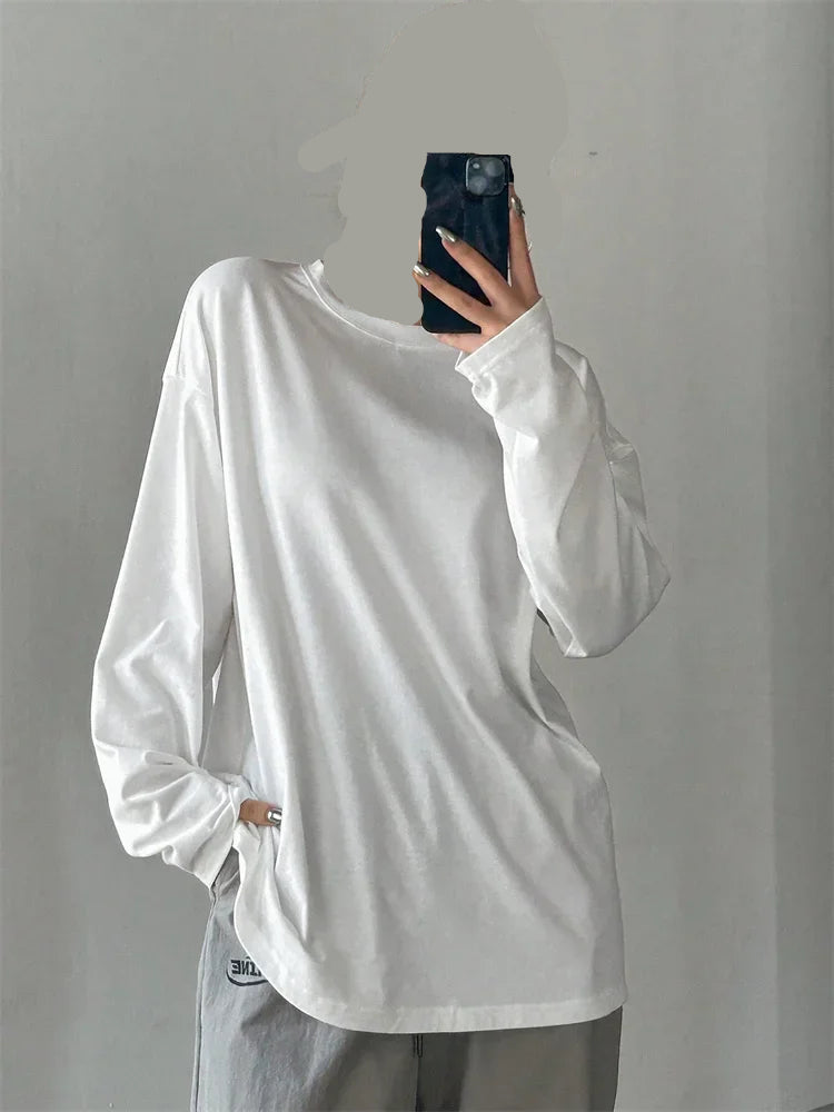 Long Sleeve Loose O-neck T-shirt Streetwear