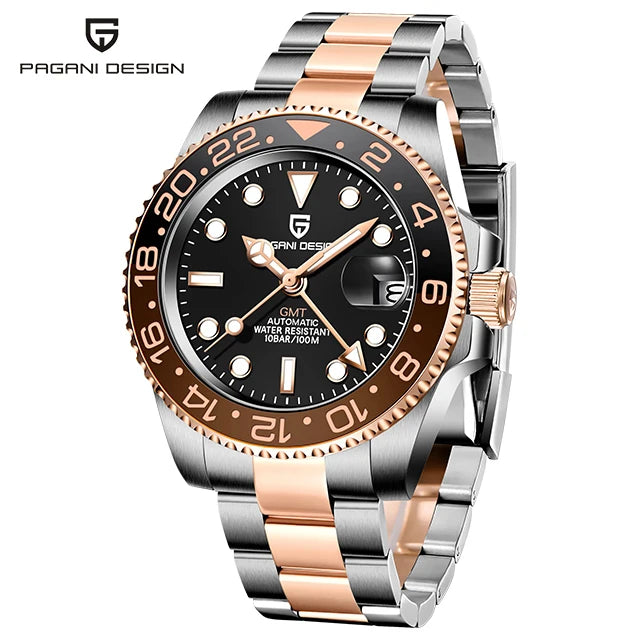 PAGANI DESIGN Mechanical Wristwatches Luxury Ceramic Bezel GMT  Automatic Watches