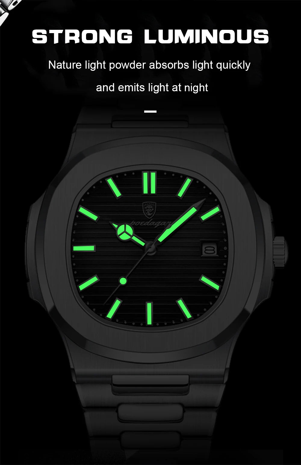 POEDAGAR Square Luxury Wristwatch