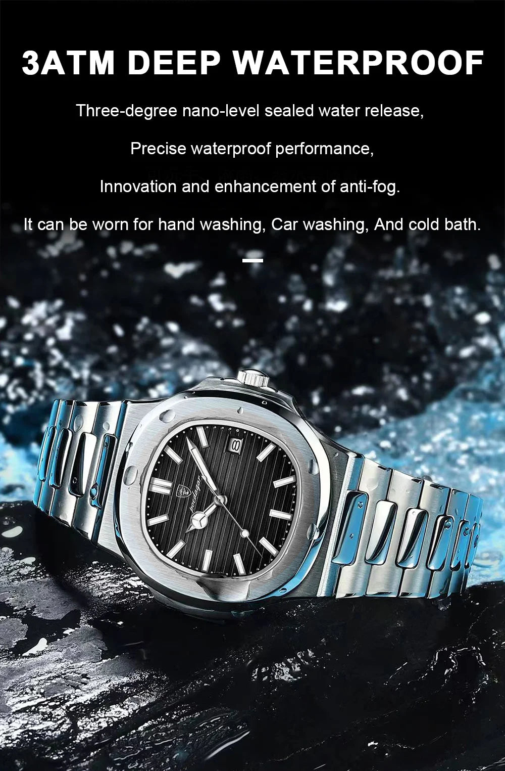 POEDAGAR Square Luxury Wristwatch