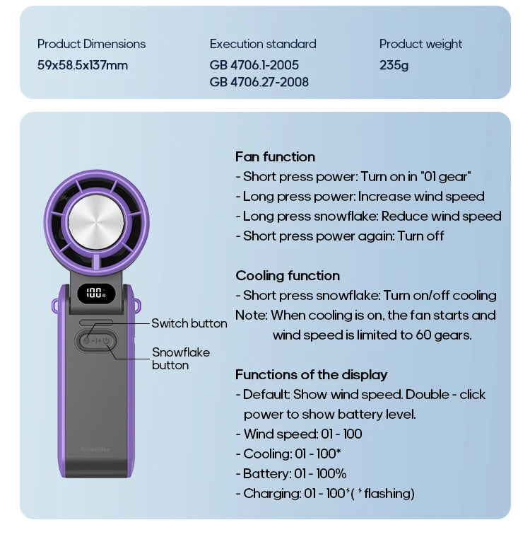 F53K Foldable Handheld Mini Cooling Fan