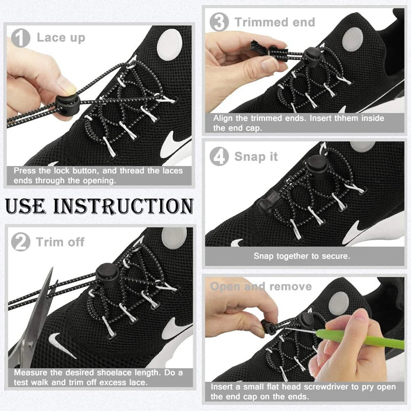 1Pair Elastic No-Tie Shoelaces