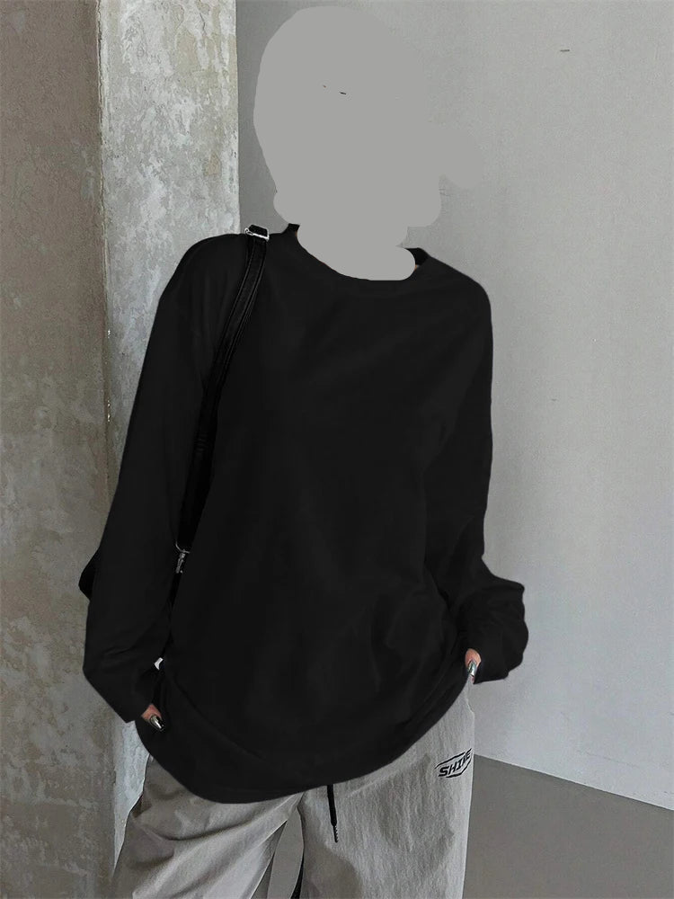 Long Sleeve Loose O-neck T-shirt Streetwear