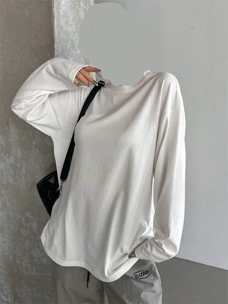 Long Sleeve Loose O-neck T-shirt Streetwear