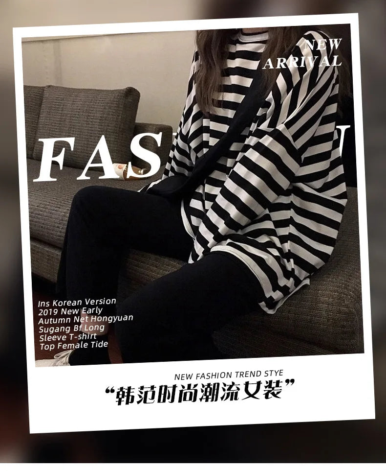 Harajuku Striped T Shirt Long Sleeve