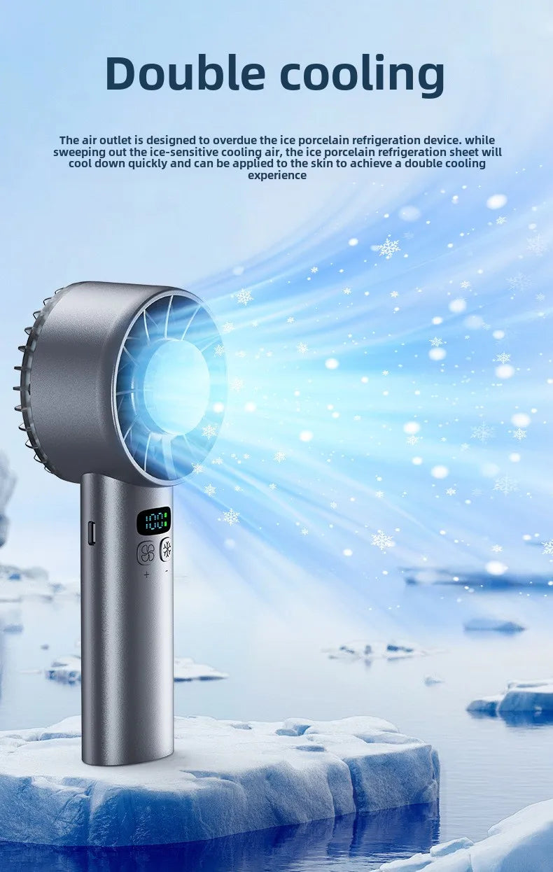 Ice compress handheld cooling fan