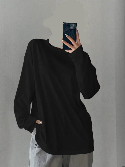 Long Sleeve Loose O-neck T-shirt Streetwear