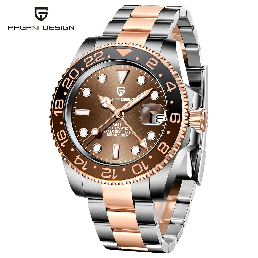 PAGANI DESIGN Mechanical Wristwatches Luxury Ceramic Bezel GMT  Automatic Watches