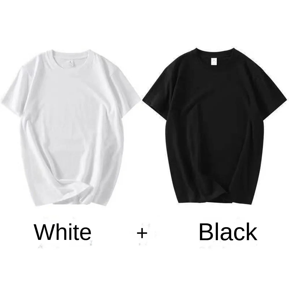 2PCS 100% Cotton Solid Round Neck T-shirt Couple Tops (Unisex)