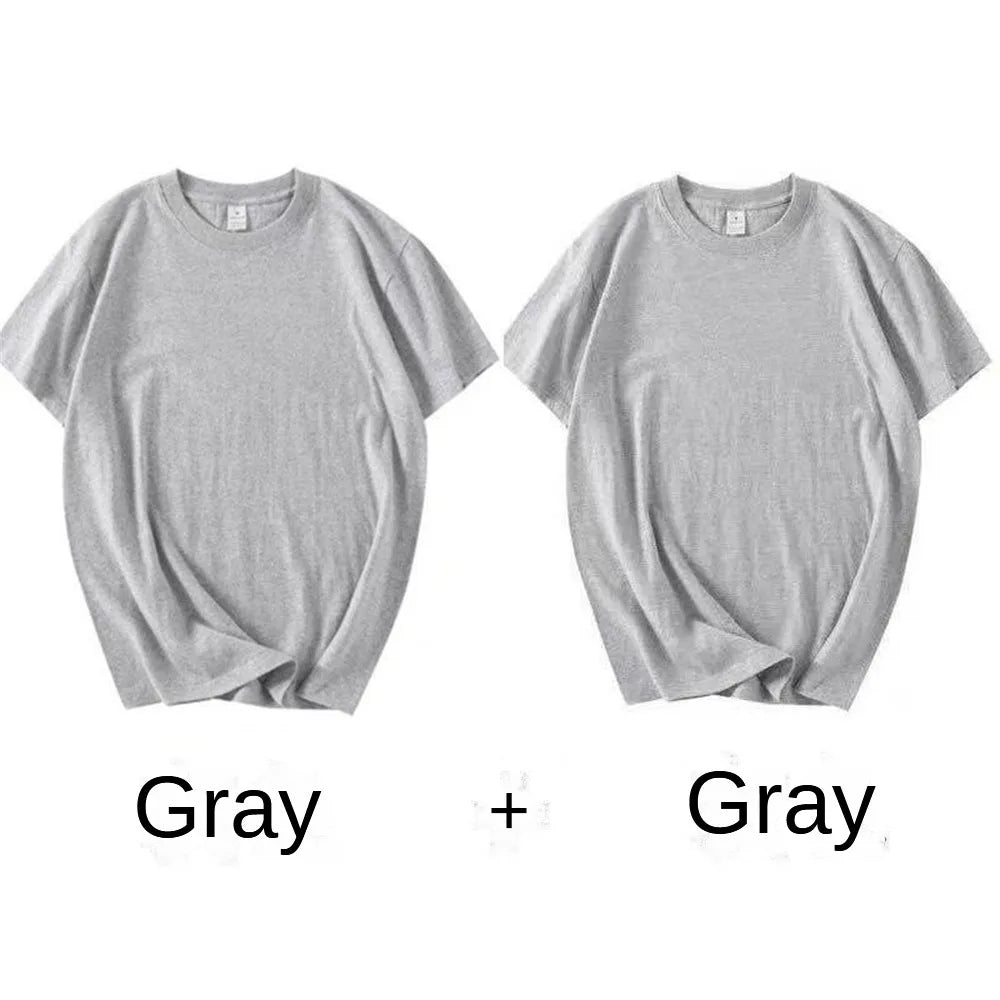 2PCS 100% Cotton Solid Round Neck T-shirt Couple Tops (Unisex)